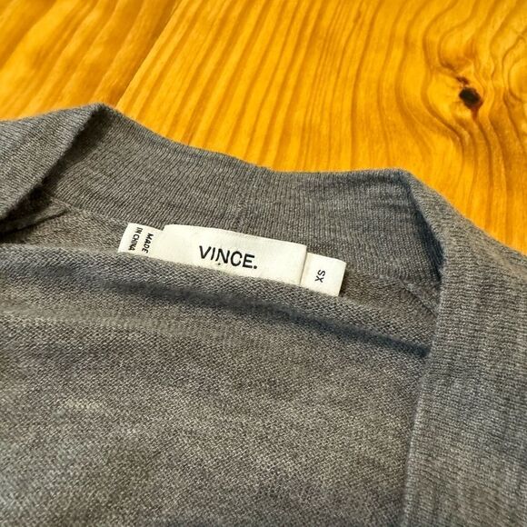 VINCE Womens XS Gray Merino Wool Blend Drape Open Front Long Cardigan Sweater - Picture 4 of 9